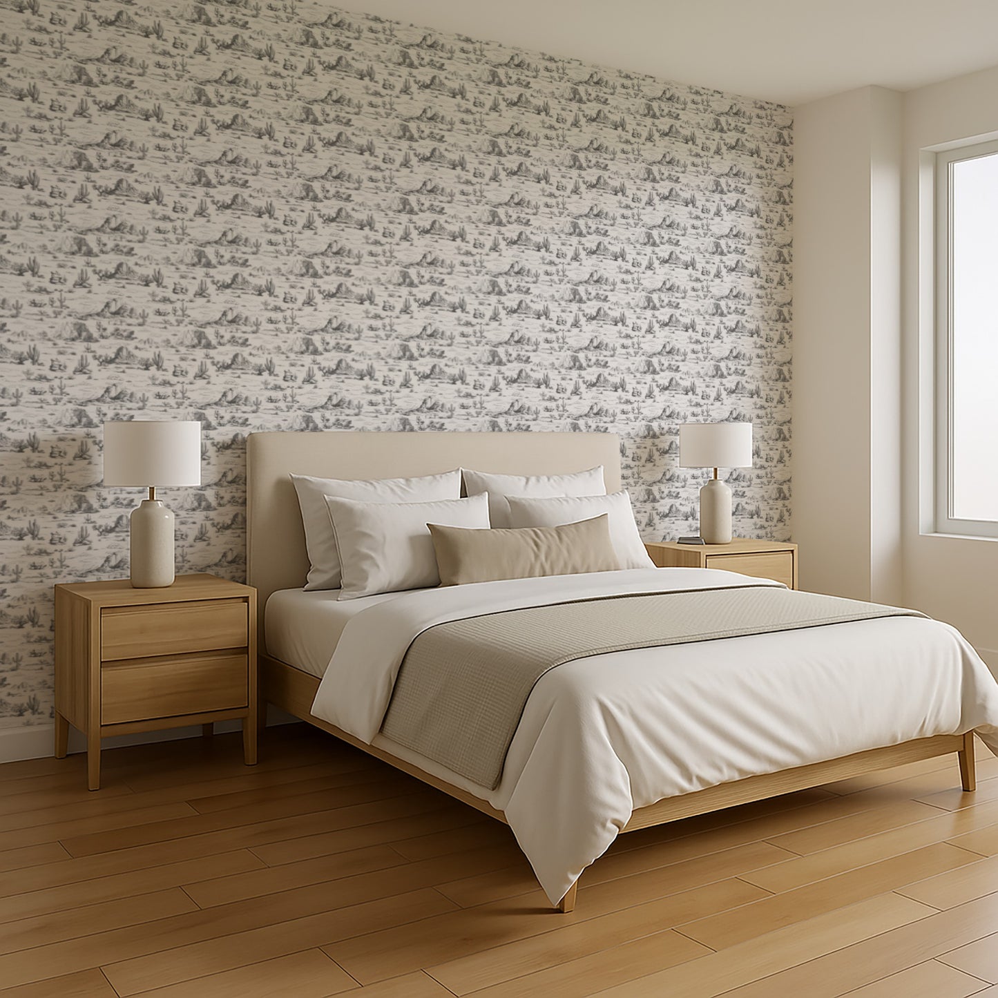 Veer Decor Area 51 Novelty Toile Gray Peel and Stick Wallpaper Landscape, Novelty, Patterns Transitional, Traditional, Novelty Gray  Wallpaper - 8335-AA3