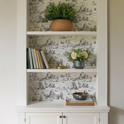 Veer Decor Area 51 Novelty Toile Gray Peel and Stick Wallpaper Landscape, Novelty, Patterns Transitional, Traditional, Novelty Gray  Wallpaper - 8335-AA3