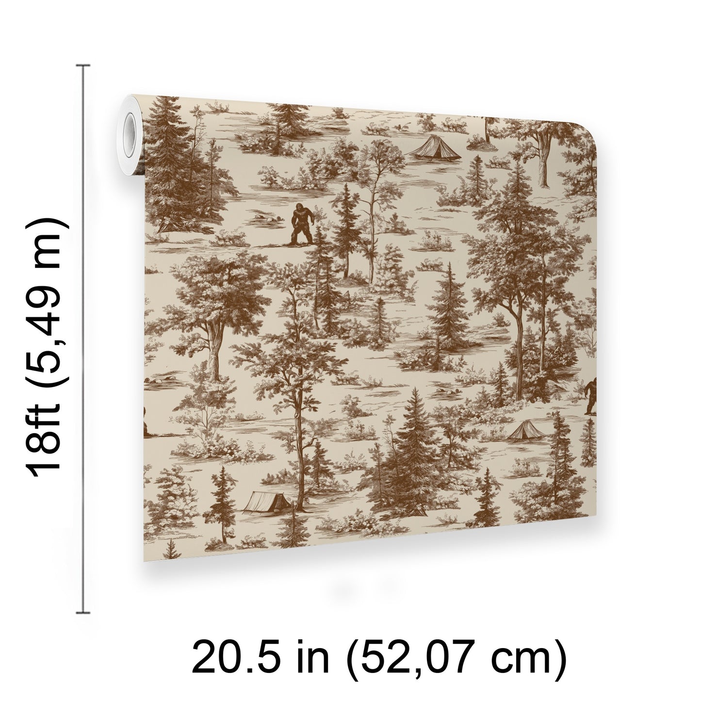 Veer Decor Bigfoot Novelty Toile Brown Peel and Stick Wallpaper Landscape, Novelty, Patterns Transitional, Traditional, Novelty Brown  Wallpaper - 8335-AB1
