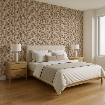 Veer Decor Bigfoot Novelty Toile Brown Peel and Stick Wallpaper Landscape, Novelty, Patterns Transitional, Traditional, Novelty Brown  Wallpaper - 8335-AB1