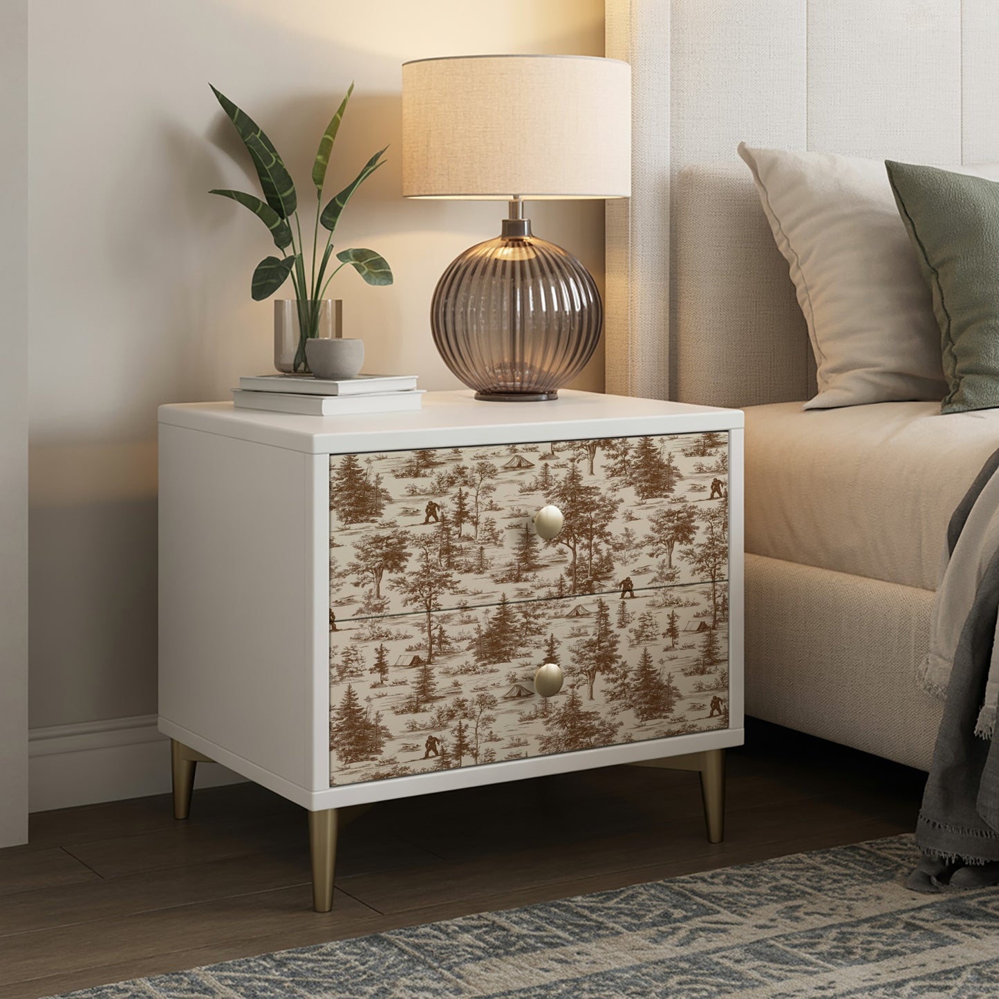 Veer Decor Bigfoot Novelty Toile Brown Peel and Stick Wallpaper Landscape, Novelty, Patterns Transitional, Traditional, Novelty Brown  Wallpaper - 8335-AB1