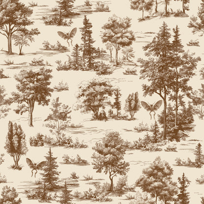 Veer Decor Mothman Novelty Toile Brown Peel and Stick Wallpaper Landscape, Novelty, Patterns Transitional, Traditional, Novelty Brown  Wallpaper - 8335-AC1