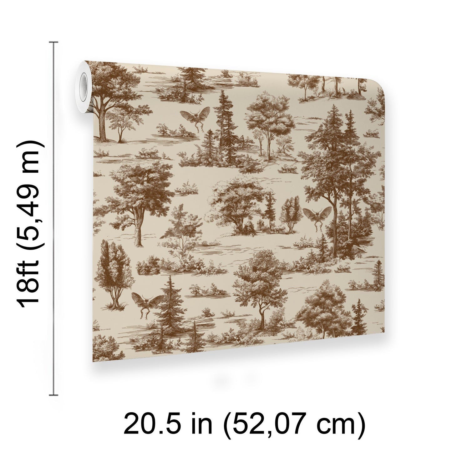 Veer Decor Mothman Novelty Toile Brown Peel and Stick Wallpaper Landscape, Novelty, Patterns Transitional, Traditional, Novelty Brown  Wallpaper - 8335-AC1