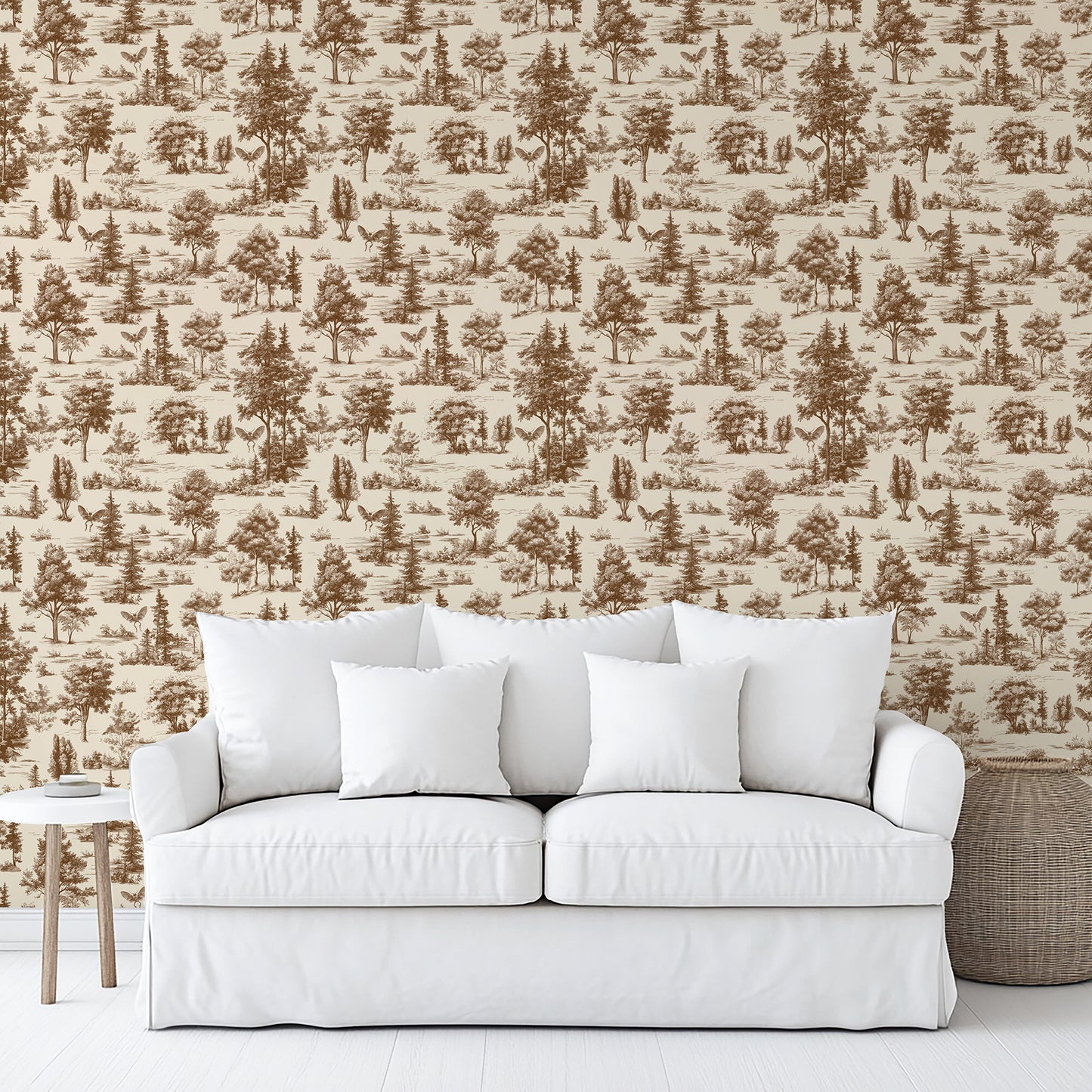 Veer Decor Mothman Novelty Toile Brown Peel and Stick Wallpaper Landscape, Novelty, Patterns Transitional, Traditional, Novelty Brown  Wallpaper - 8335-AC1