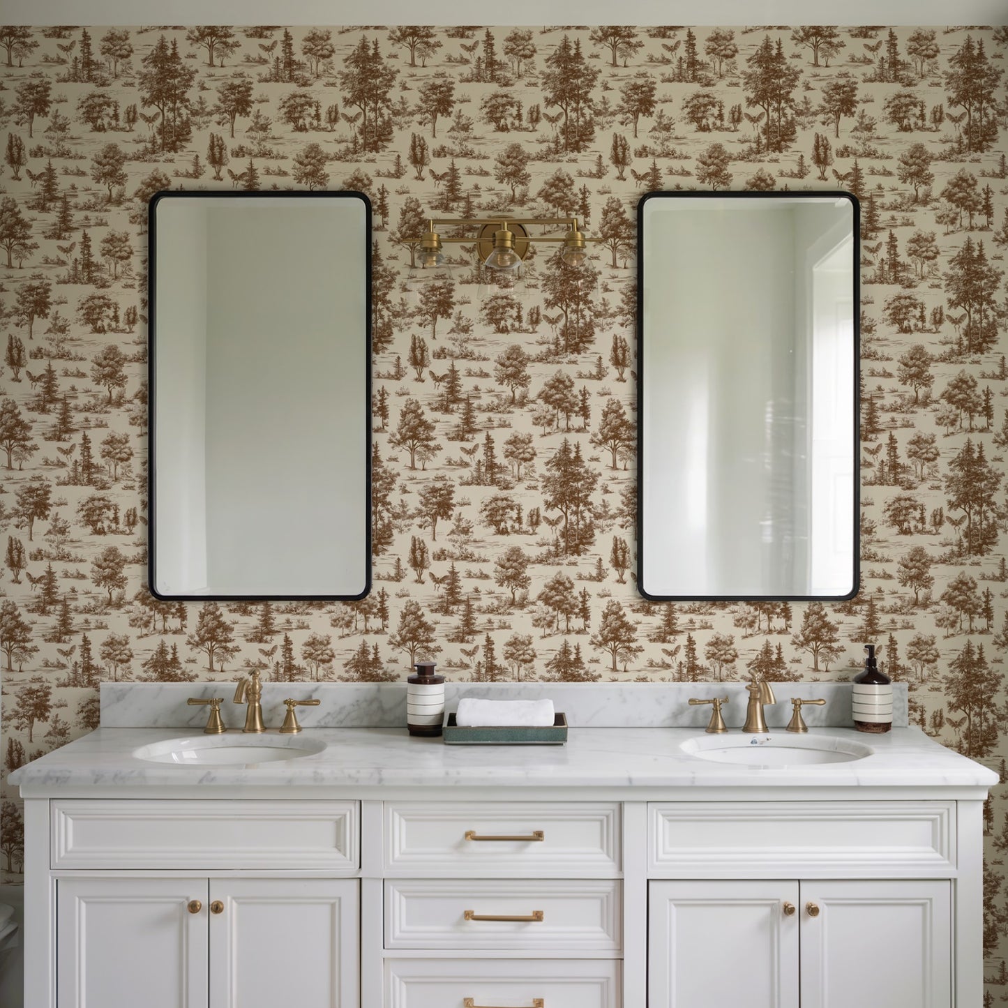 Veer Decor Mothman Novelty Toile Brown Peel and Stick Wallpaper Landscape, Novelty, Patterns Transitional, Traditional, Novelty Brown  Wallpaper - 8335-AC1