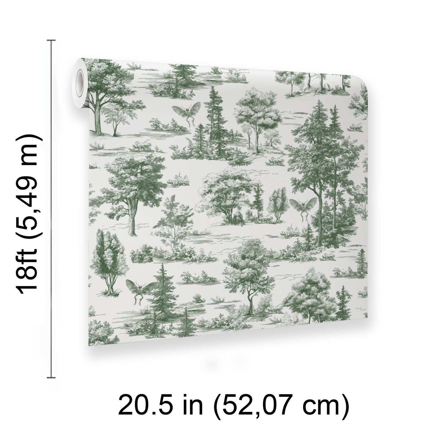 Veer Decor Mothman Novelty Toile Green Peel and Stick Wallpaper Landscape, Novelty, Patterns Transitional, Traditional, Novelty Sage  Wallpaper - 8335-AC2