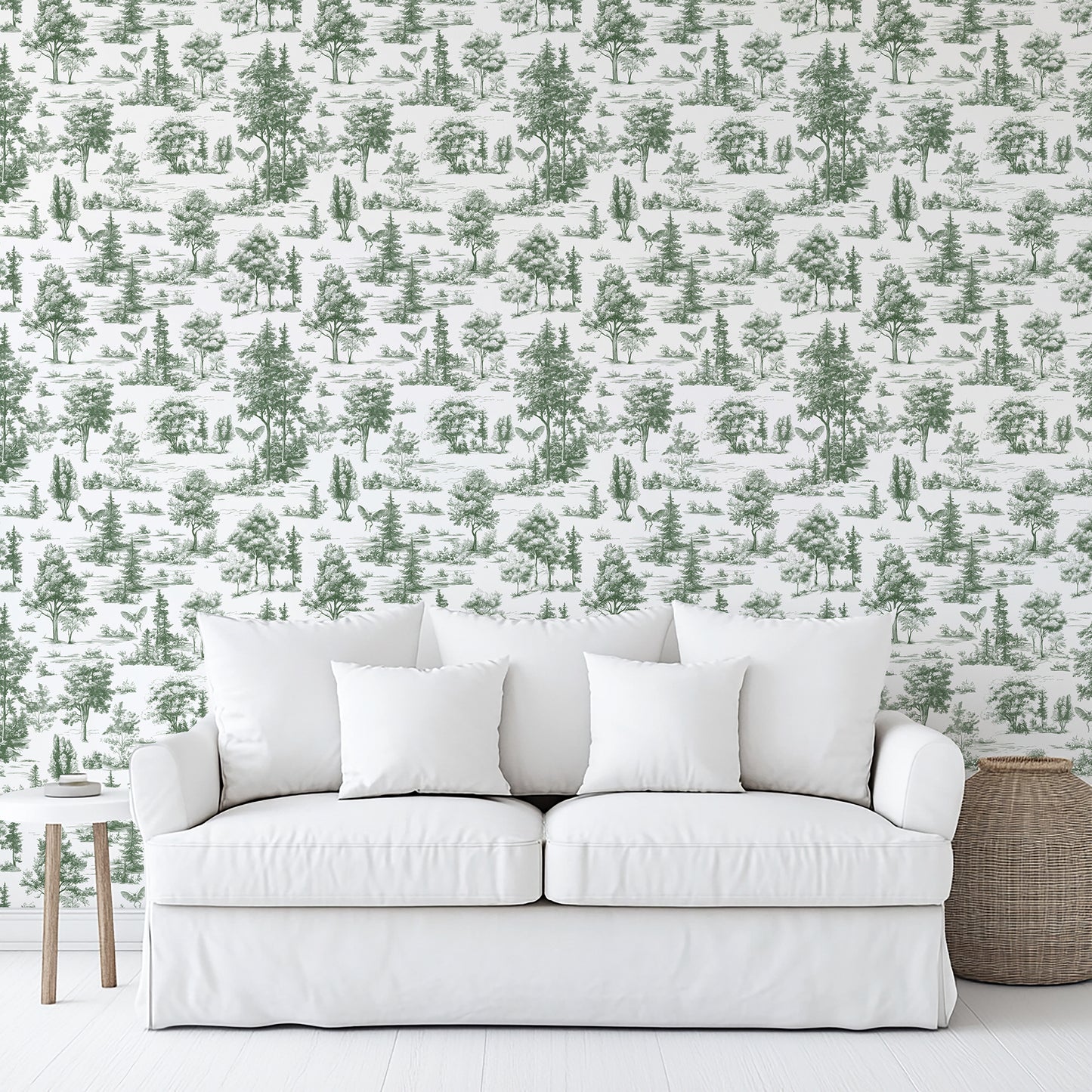 Veer Decor Mothman Novelty Toile Green Peel and Stick Wallpaper Landscape, Novelty, Patterns Transitional, Traditional, Novelty Sage  Wallpaper - 8335-AC2