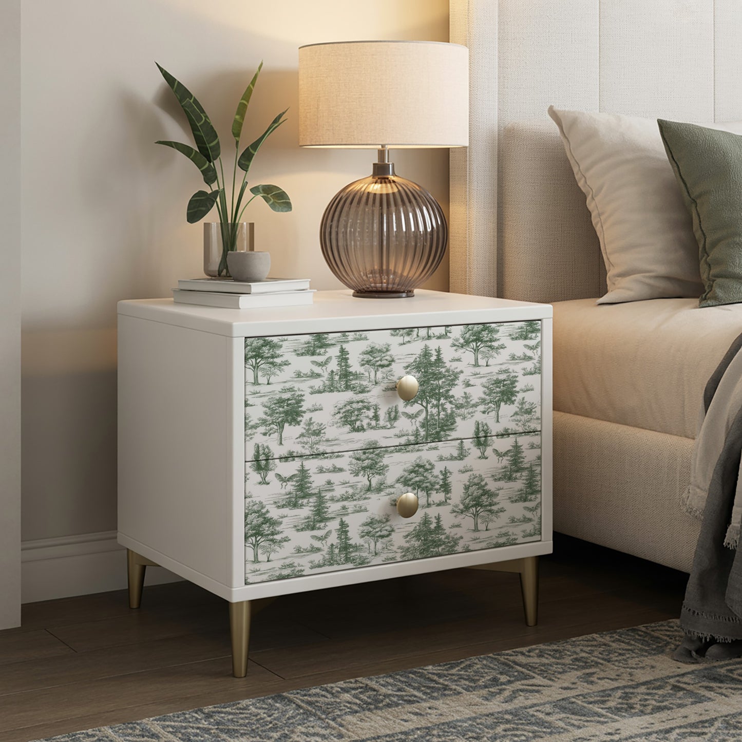 Veer Decor Mothman Novelty Toile Green Peel and Stick Wallpaper Landscape, Novelty, Patterns Transitional, Traditional, Novelty Sage  Wallpaper - 8335-AC2