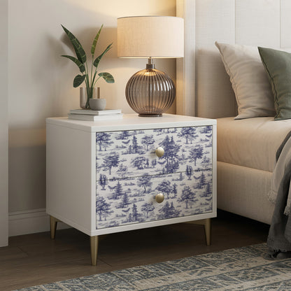 Veer Decor Mothman Novelty Toile Navy Blue Peel and Stick Wallpaper Landscape, Novelty, Patterns Transitional, Traditional, Novelty Blue  Wallpaper - 8335-AC3