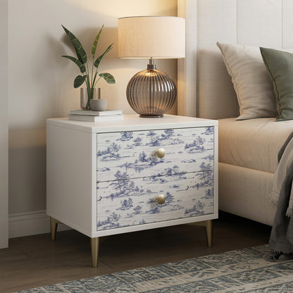 Veer Decor Nessie Novelty Toile Blue Peel and Stick Wallpaper Landscape, Novelty, Patterns Transitional, Traditional, Novelty Blue  Wallpaper - 8335-AD1