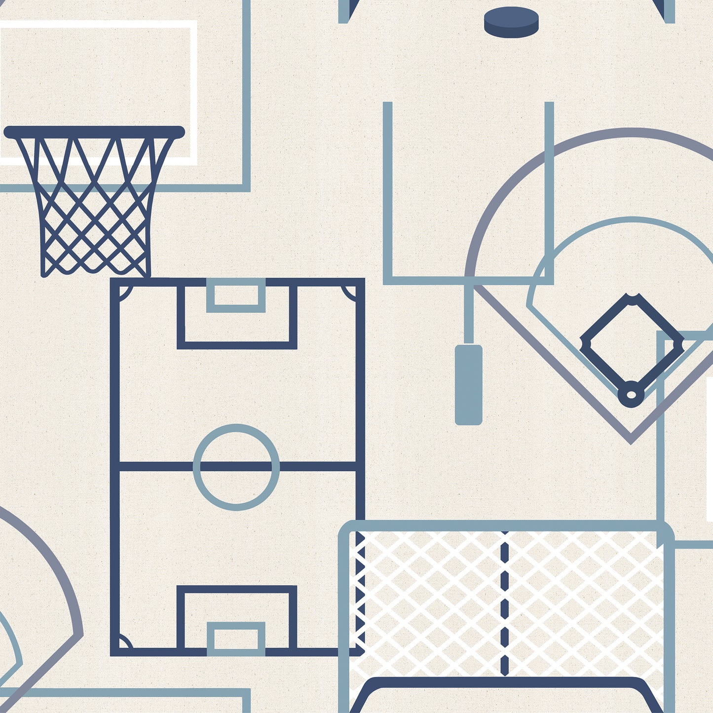 Veer Decor Sports Play Zone Blue Peel and Stick Wallpaper Children, Hobby, Sports Kids, Novelty Cream  Wallpaper - 8335-AG1