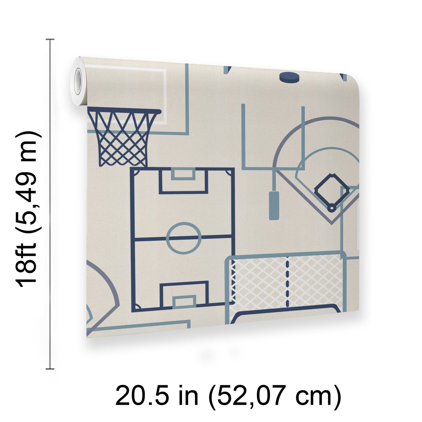 Veer Decor Sports Play Zone Blue Peel and Stick Wallpaper Children, Hobby, Sports Kids, Novelty Cream  Wallpaper - 8335-AG1