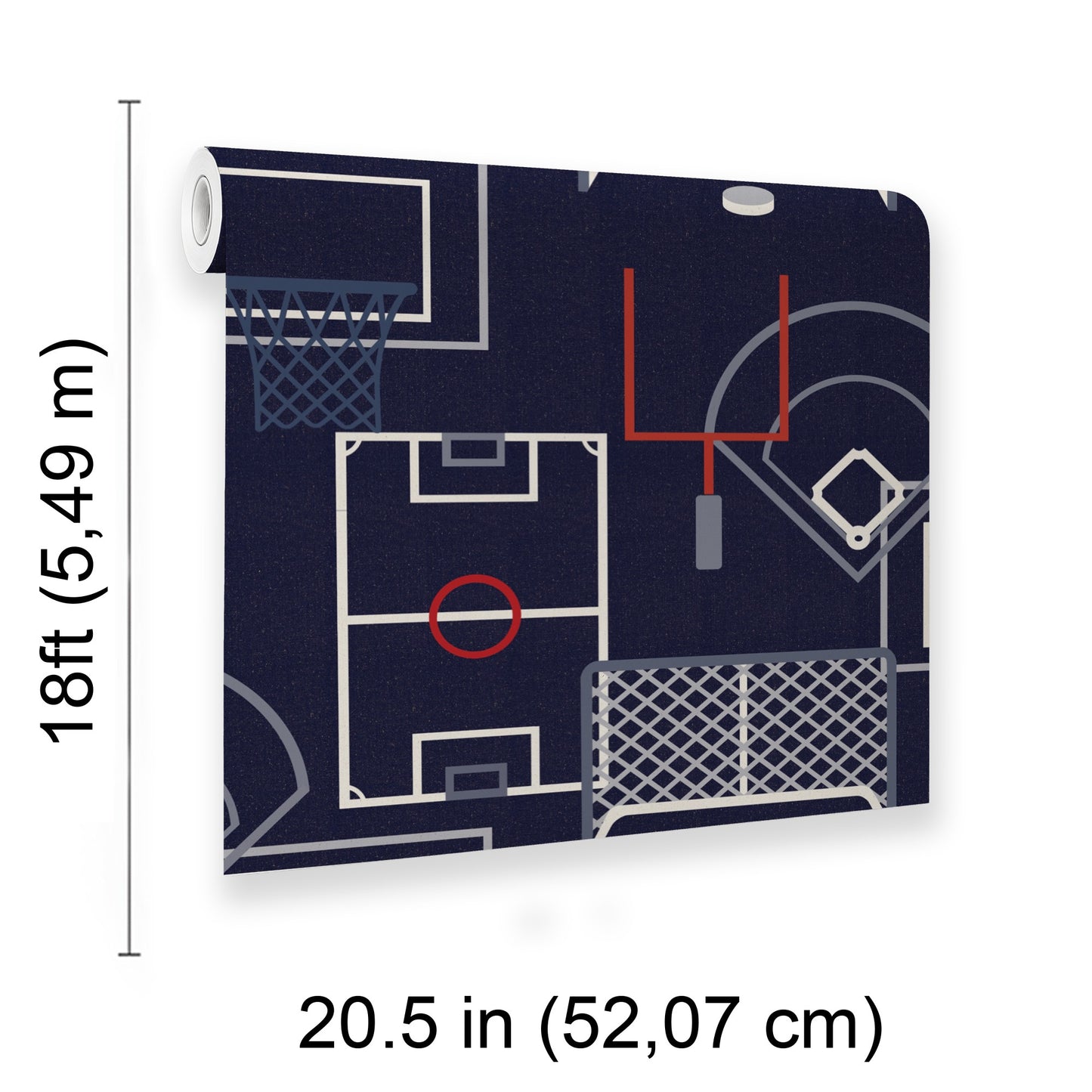 Veer Decor Sports Play Zone Navy Peel and Stick Wallpaper Children, Hobby, Sports Kids, Novelty Navy  Wallpaper - 8335-AG2