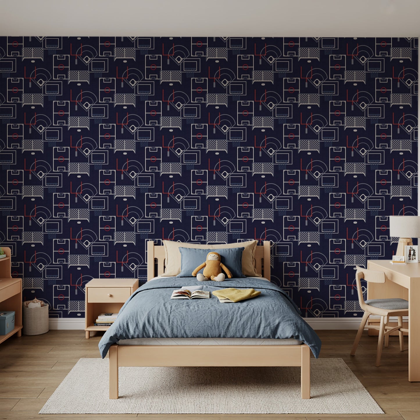 Veer Decor Sports Play Zone Navy Peel and Stick Wallpaper Children, Hobby, Sports Kids, Novelty Navy  Wallpaper - 8335-AG2