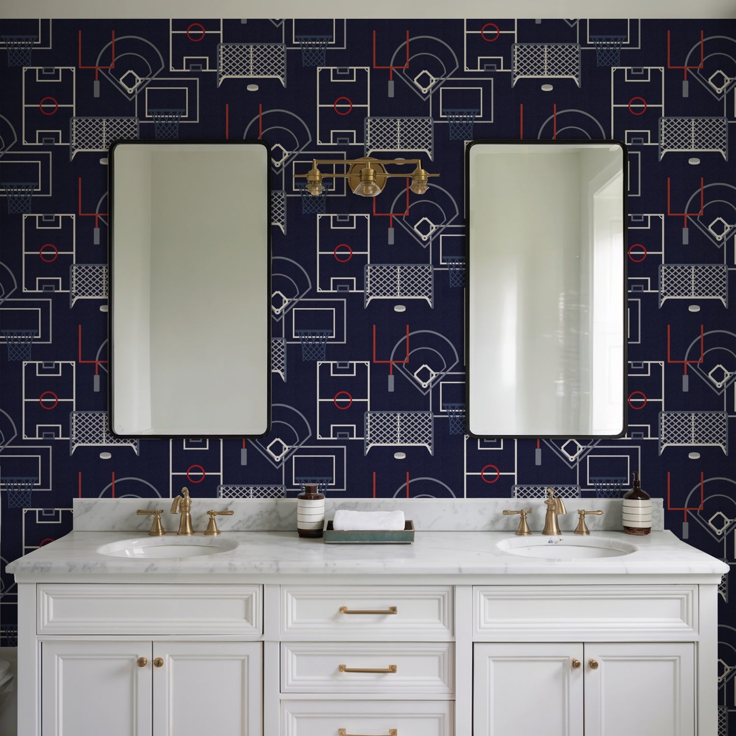 Veer Decor Sports Play Zone Navy Peel and Stick Wallpaper Children, Hobby, Sports Kids, Novelty Navy  Wallpaper - 8335-AG2