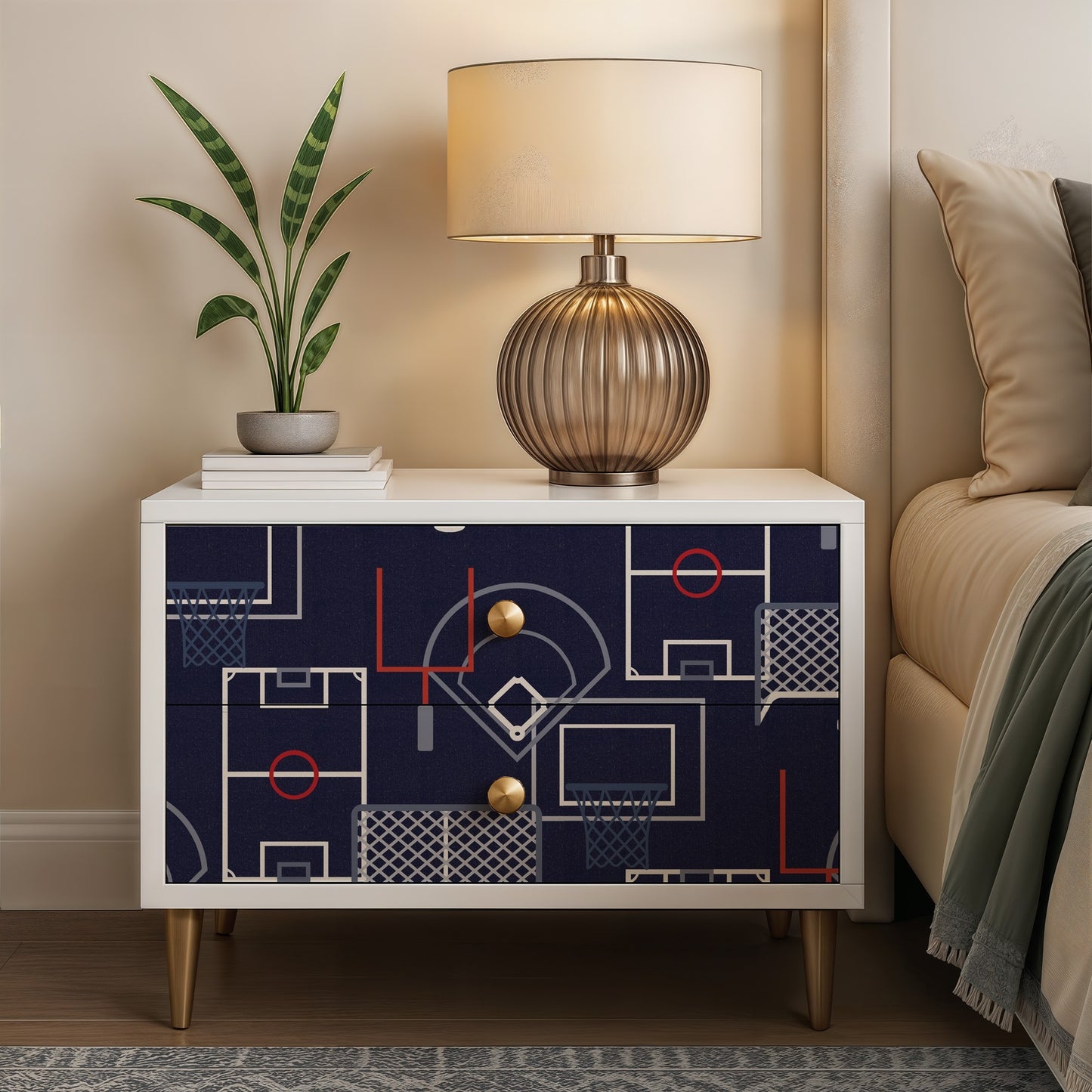 Veer Decor Sports Play Zone Navy Peel and Stick Wallpaper Children, Hobby, Sports Kids, Novelty Navy  Wallpaper - 8335-AG2