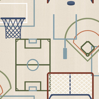 Veer Decor Sports Play Zone Multi Peel and Stick Wallpaper Children, Hobby, Sports Kids, Novelty Multi  Wallpaper - 8335-AG3