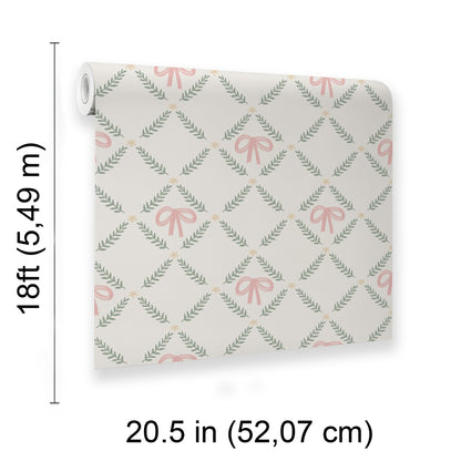 Veer Decor Heirloom Bow Trellis Multi Peel and Stick Wallpaper Children, Patterns Kids, Novelty Multi  Wallpaper - 8335-AH1