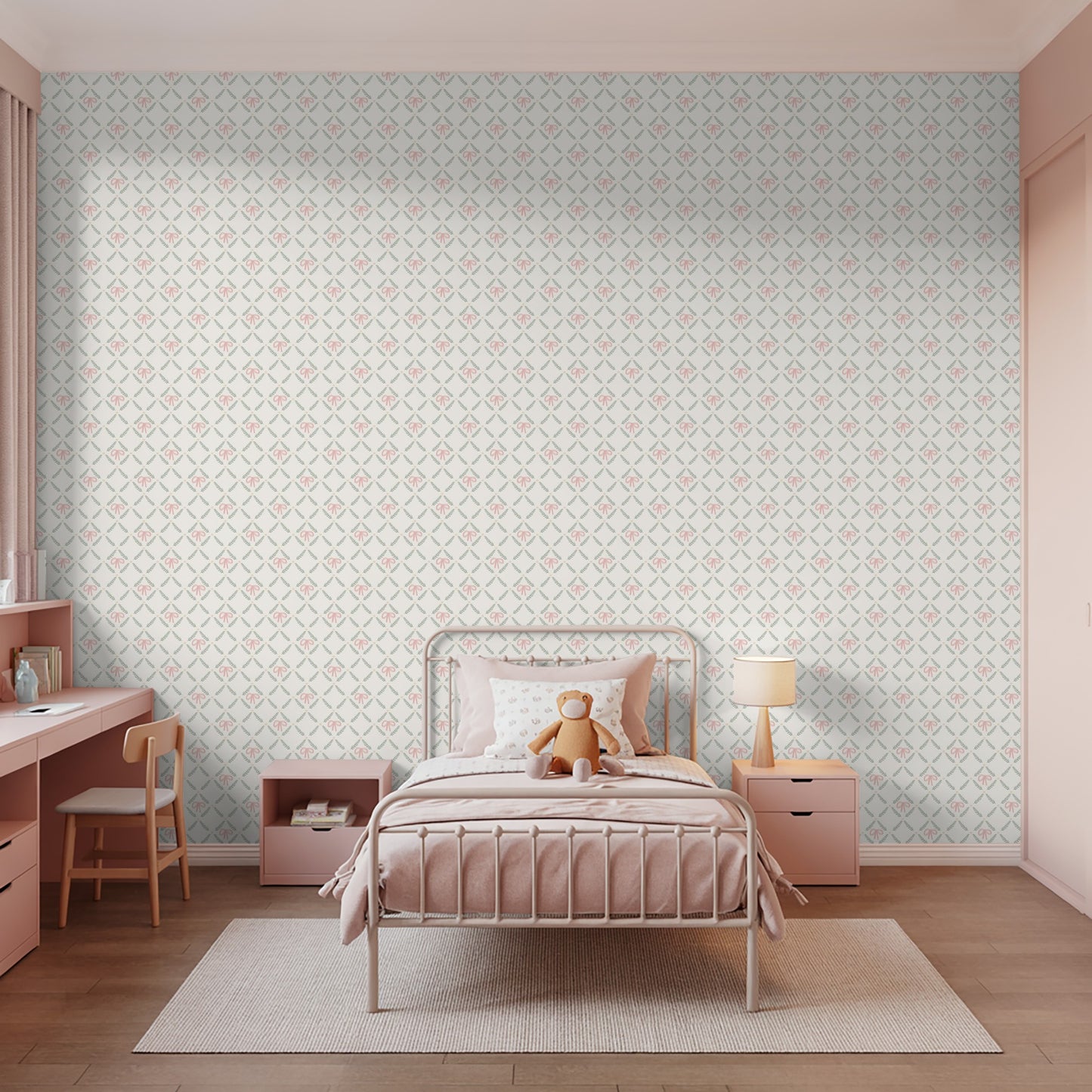 Veer Decor Heirloom Bow Trellis Multi Peel and Stick Wallpaper Children, Patterns Kids, Novelty Multi  Wallpaper - 8335-AH1