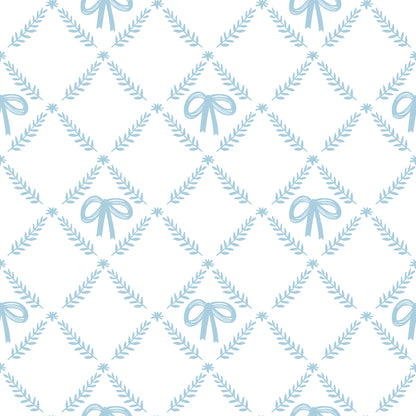 Veer Decor Heirloom Bow Trellis Blue Peel and Stick Wallpaper Children, Patterns Kids, Novelty Blue  Wallpaper - 8335-AH2