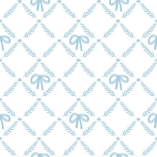 Veer Decor Heirloom Bow Trellis Blue Peel and Stick Wallpaper Children, Patterns Kids, Novelty Blue  Wallpaper - 8335-AH2