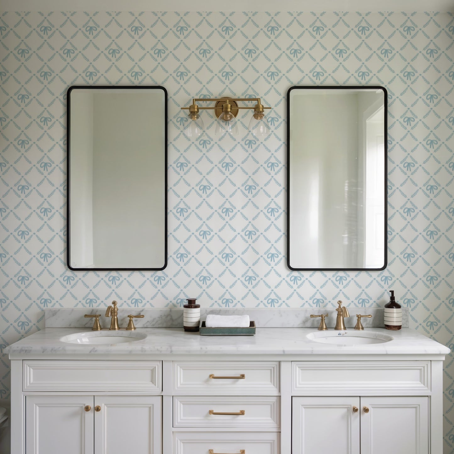 Veer Decor Heirloom Bow Trellis Blue Peel and Stick Wallpaper Children, Patterns Kids, Novelty Blue  Wallpaper - 8335-AH2