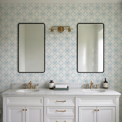 Veer Decor Heirloom Bow Trellis Blue Peel and Stick Wallpaper Children, Patterns Kids, Novelty Blue  Wallpaper - 8335-AH2