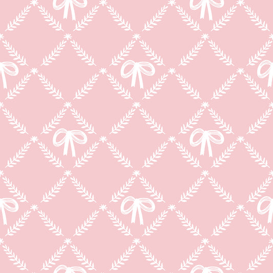 Veer Decor Heirloom Bow Trellis Pink Peel and Stick Wallpaper Children, Patterns Kids, Novelty Pink  Wallpaper - 8335-AH3