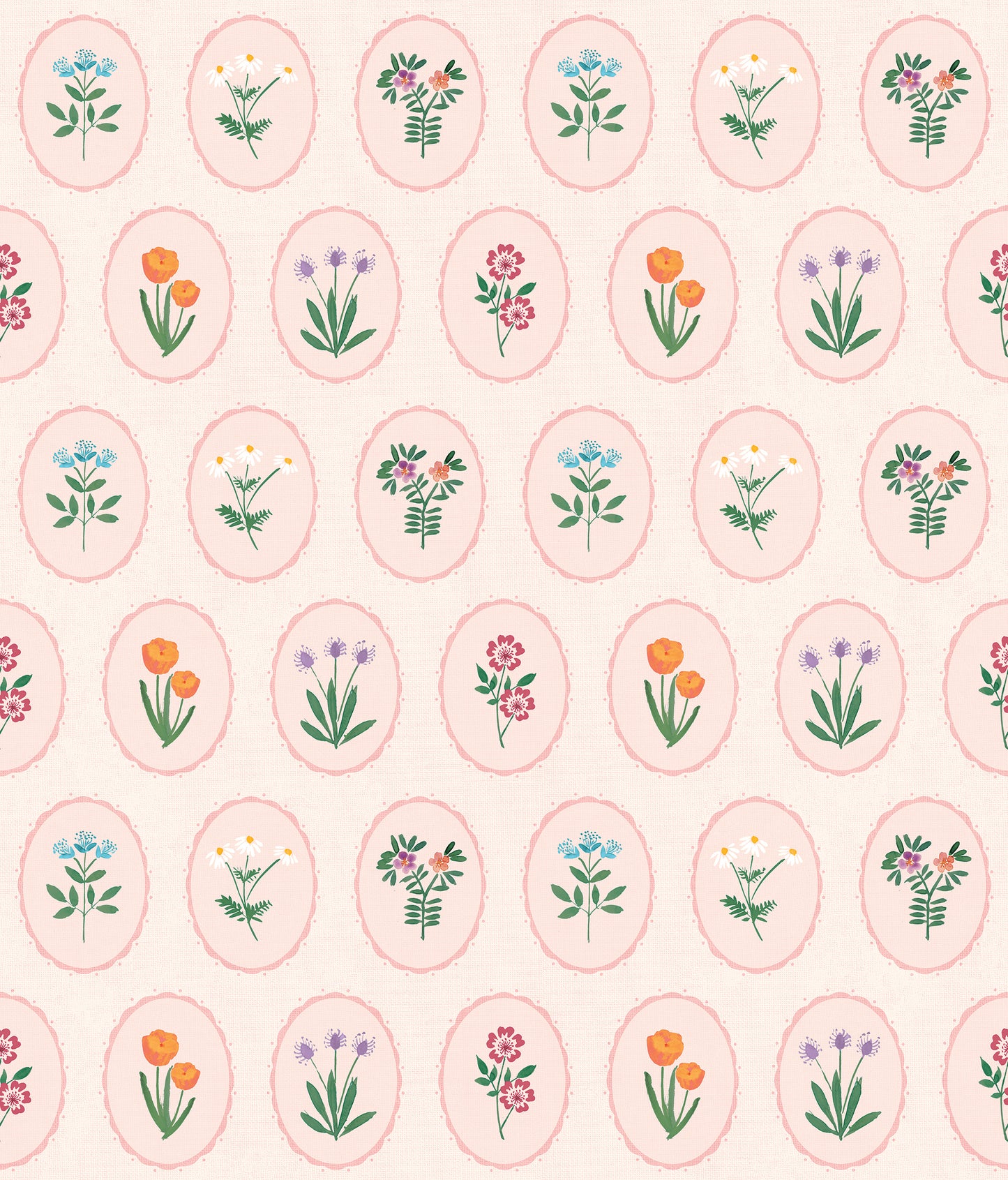 Veer Decor Heirloom Floral Medallions Blush Peel and Stick Wallpaper Floral Kids, Novelty Blush  Wallpaper - 8335-AI1