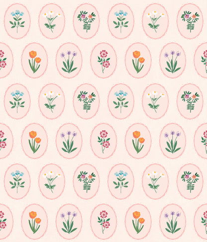 Veer Decor Heirloom Floral Medallions Blush Peel and Stick Wallpaper Floral Kids, Novelty Blush  Wallpaper - 8335-AI1