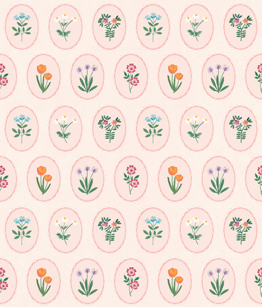 Veer Decor Heirloom Floral Medallions Blush Peel and Stick Wallpaper Floral Kids, Novelty Blush  Wallpaper - 8335-AI1