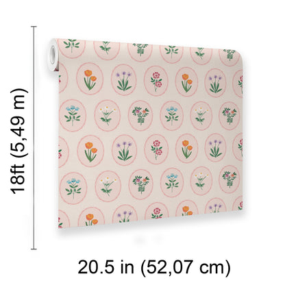 Veer Decor Heirloom Floral Medallions Blush Peel and Stick Wallpaper Floral Kids, Novelty Blush  Wallpaper - 8335-AI1