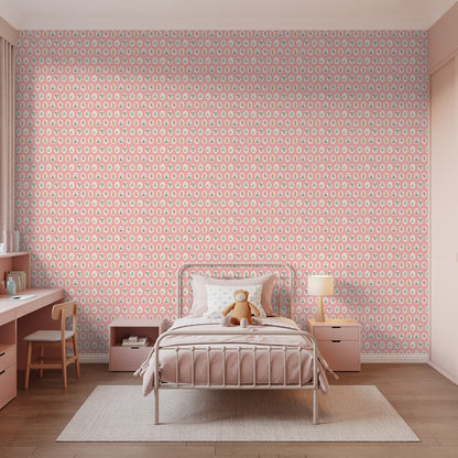 Veer Decor Heirloom Floral Medallions Pink Peel and Stick Wallpaper Floral Kids, Novelty Pink  Wallpaper - 8335-AI2