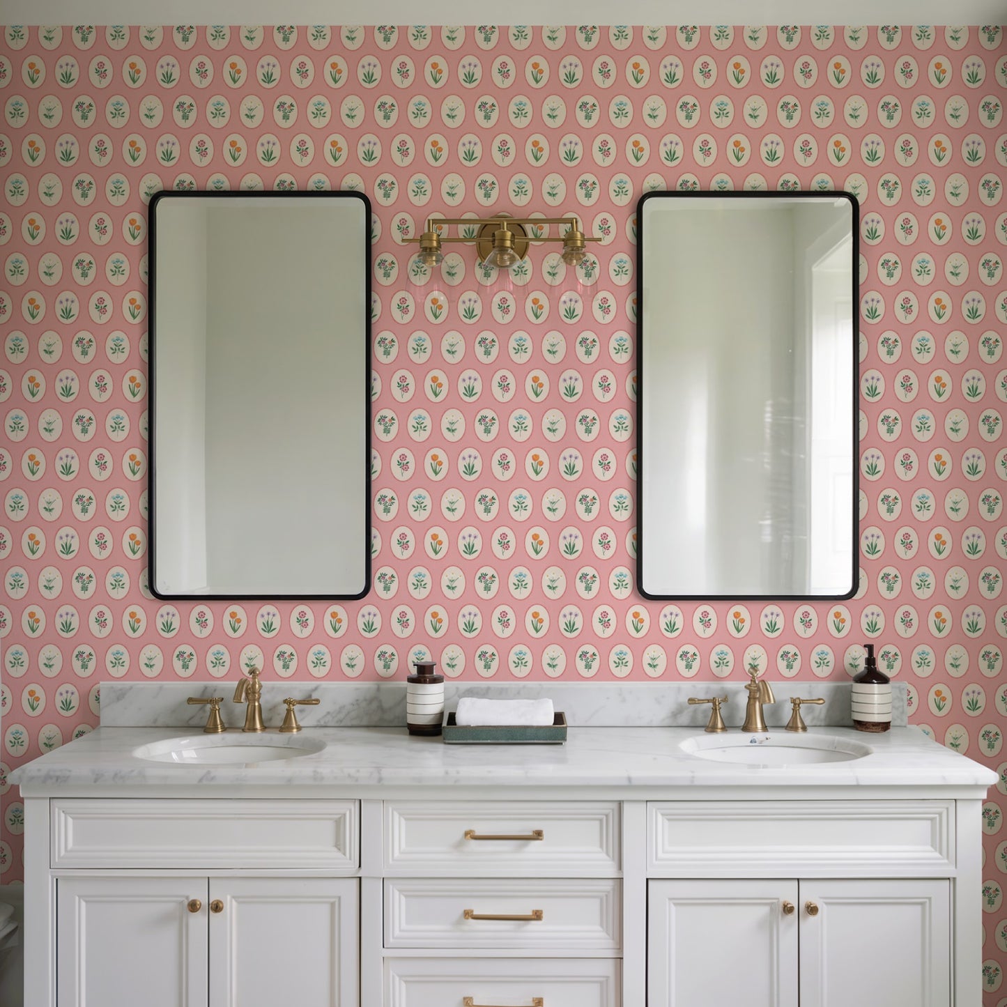 Veer Decor Heirloom Floral Medallions Pink Peel and Stick Wallpaper Floral Kids, Novelty Pink  Wallpaper - 8335-AI2