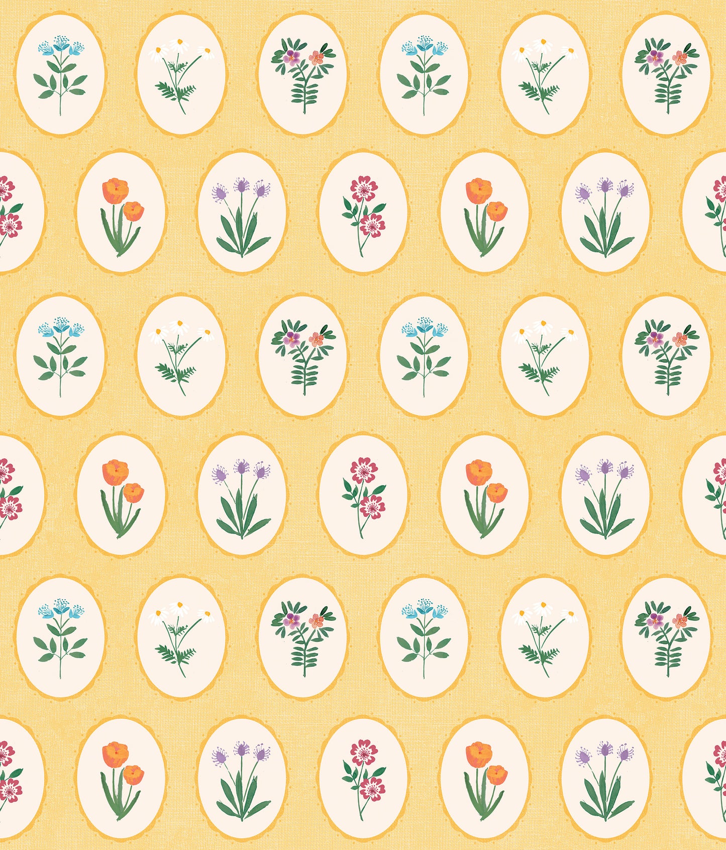 Veer Decor Heirloom Floral Medallions Yellow Peel and Stick Wallpaper Floral Kids, Novelty Yellow  Wallpaper - 8335-AI3