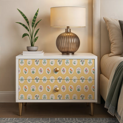 Veer Decor Heirloom Floral Medallions Yellow Peel and Stick Wallpaper Floral Kids, Novelty Yellow  Wallpaper - 8335-AI3