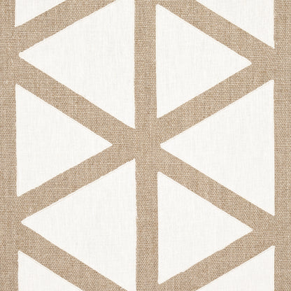 Beige geometric rug with a lattice of triangles on a cream background; jute-textured, woven style.