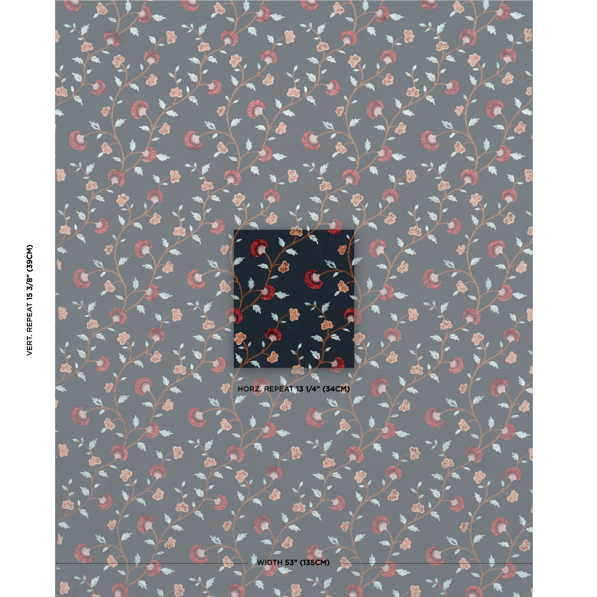 SCHUMACHER  LE MAX IYLA EMBROIDERY WOVEN WOVEN MIDNIGHT , ROUGE   - 83662