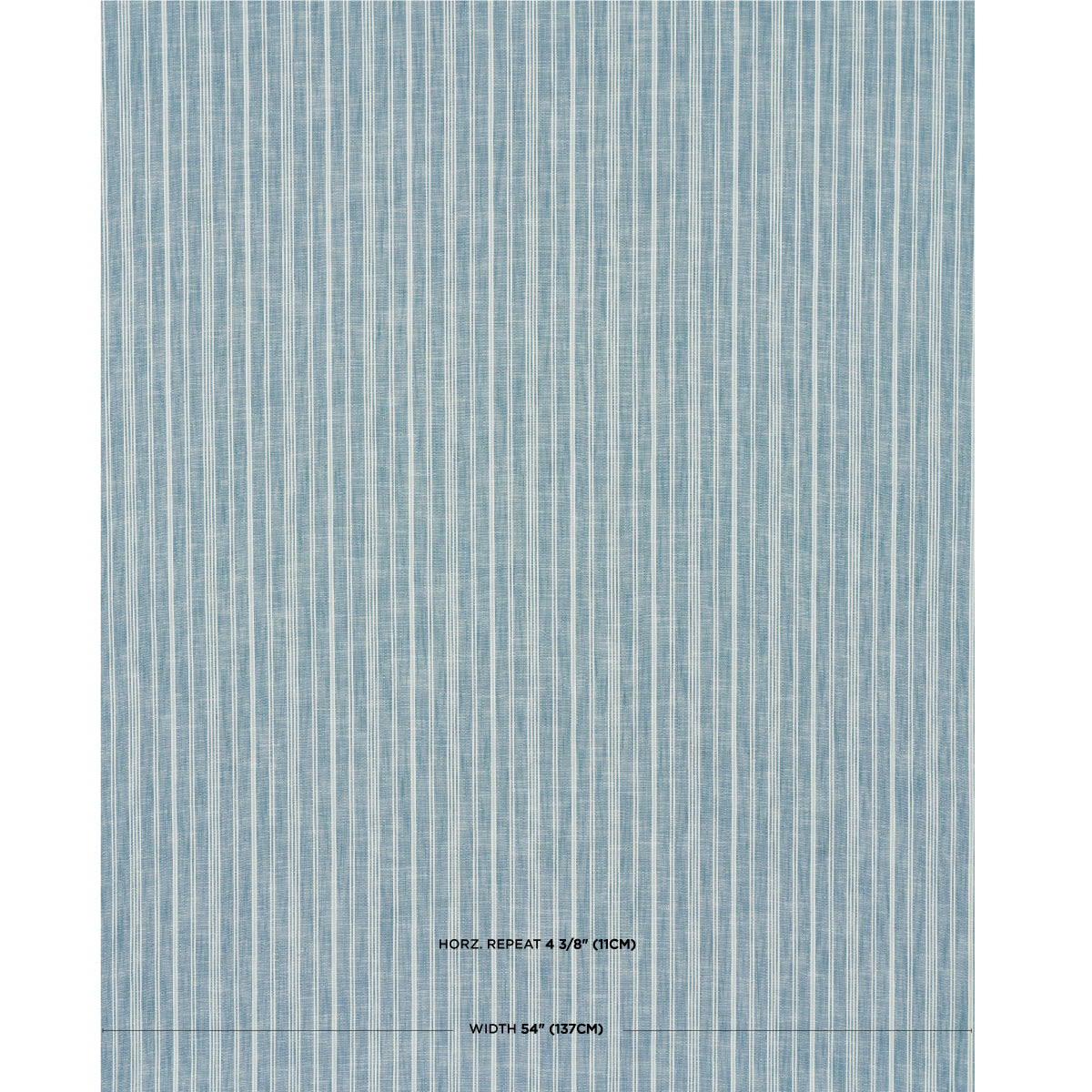 Blue striped woven rug with narrow vertical stripes in light and dark blue, rectangular area rug