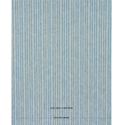 Blue striped woven rug with narrow vertical stripes in light and dark blue, rectangular area rug