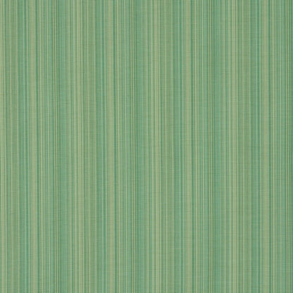 Green striped fabric with thin vertical lines and woven texture in light to dark green tones.