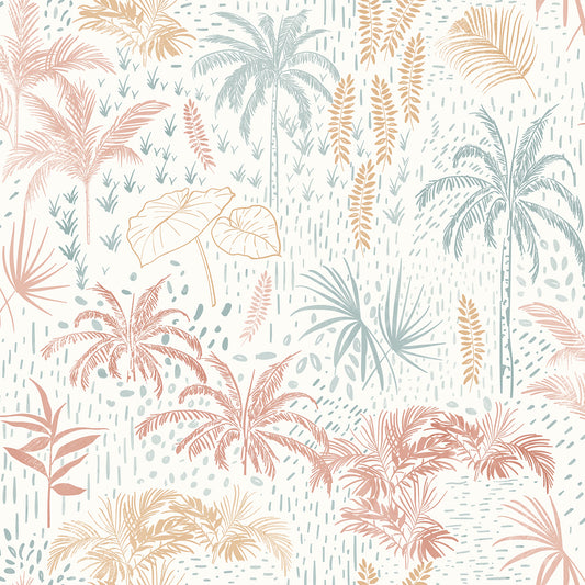 VEER DECOR Etched Tropic Orange Peel and Stick Wallpaper Tropical Transitional Orange, Multi  Wallpaper - 8375-AA2