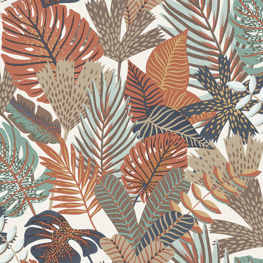 VEER DECOR Jungle Canopy Cream Peel & Stick Wallpaper Tropical Transitional Cream  Wallpaper - 8375-AC4