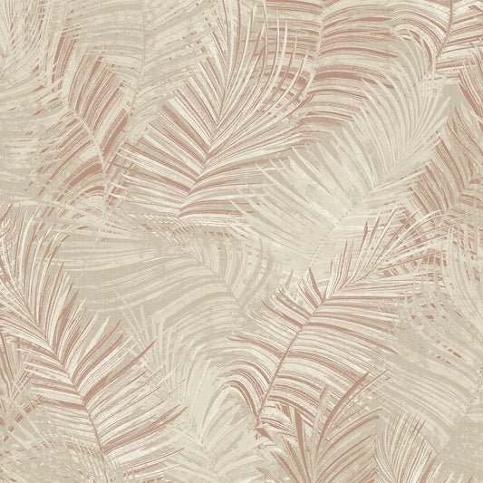 VEER DECOR Palm Haven Terracotta Peel & Stick Wallpaper Tropical Transitional Beige, Terracotta  Wallpaper - 8375-AE3
