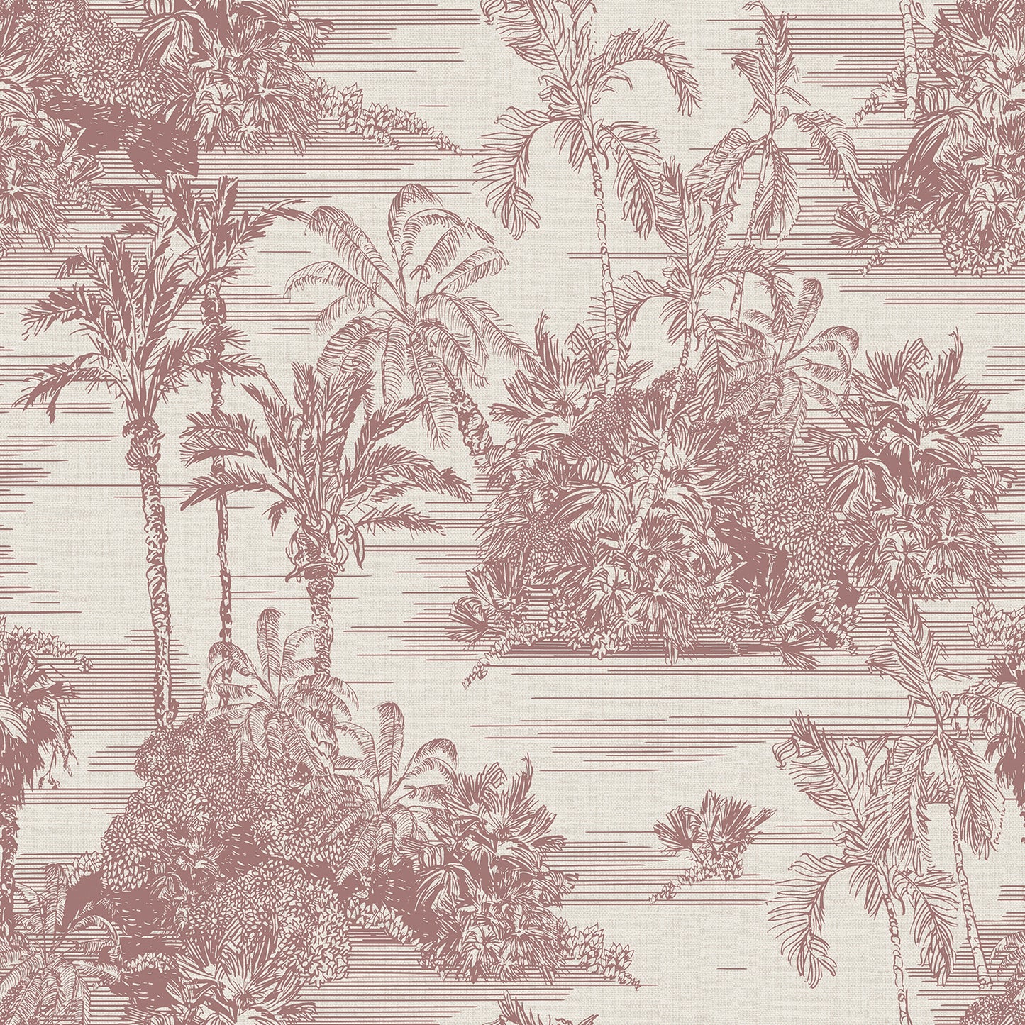 VEER DECOR Tropic Archive Toile Red Peel & Stick Wallpaper Tropical Transitional Brick,Red  Wallpaper - 8375-AF3