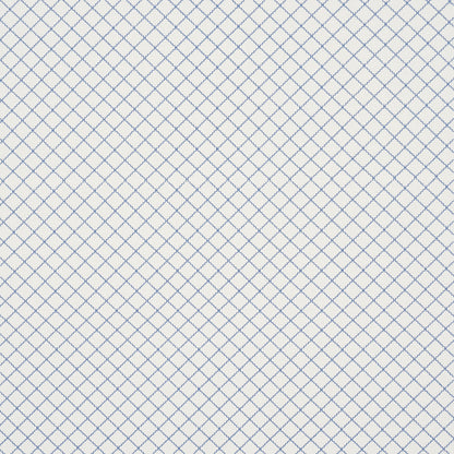 White fabric with a light blue diamond lattice pattern.