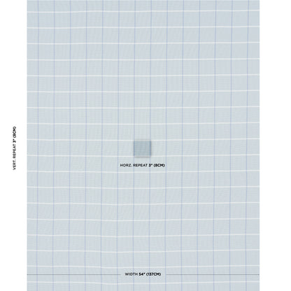 SCHUMACHER FABRIC  MARK D. SIKES FRANNIE WINDOWPANE   CHINA BLUE   - 83782