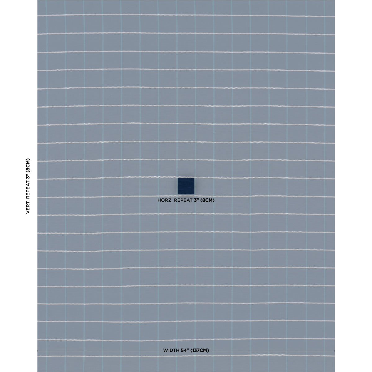 Woven navy windowpane textile with pale lines forming a light grid; geometric wall art.