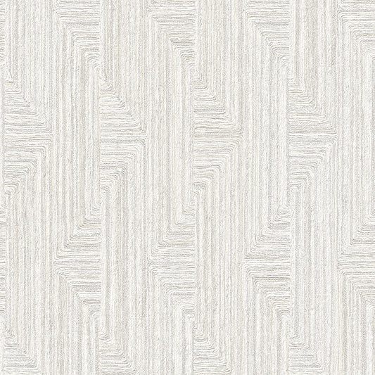 VEER DECOR Threadline Geo Stitch Taupe Wallpaper Geometrics Contemporary, Transitional White  Wallpaper - 8384-AA1