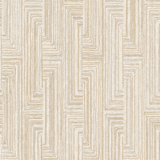 VEER DECOR Threadline Geo Stitch Beige Wallpaper Geometrics Contemporary, Transitional Beige  Wallpaper - 8384-AA2
